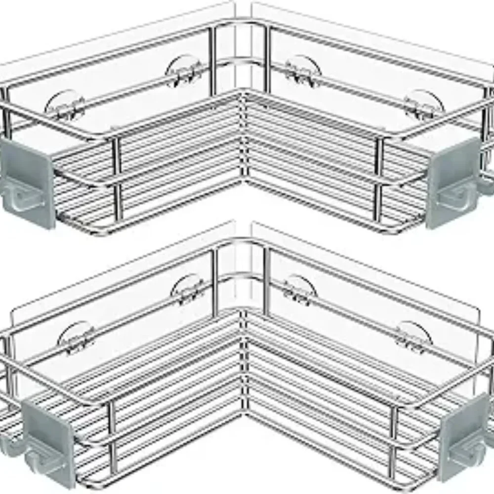 Corner Shower Shelves Stainless Steel, Adhesive Shower Caddy Basket Rack